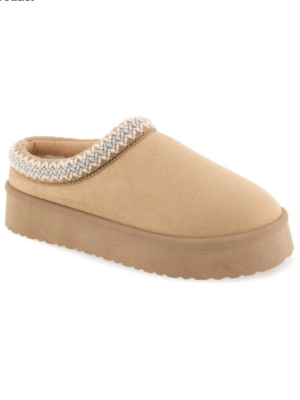 UNIONBAY Women's Beige Platform Slip-On Mule with Braided Trim